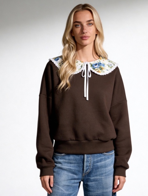 Bluza dresowa o pudełkowym kształcie w kolorze czekoladowym