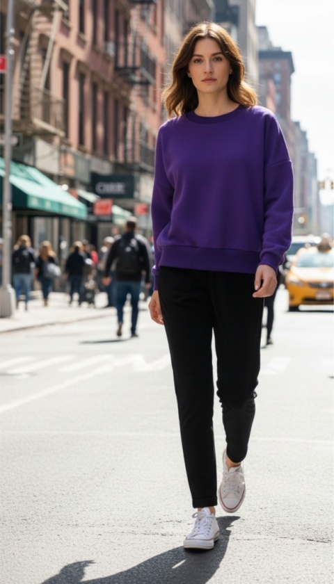 Bluza dresowa o pudełkowym kształcie w kolorze fioletowym