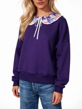 Bluza dresowa o pudełkowym kształcie w kolorze fioletowym