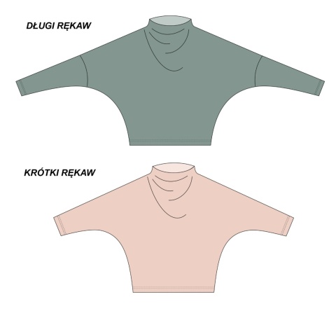 Wykrój do uszycia bluzki KAMI ze stójką i rękawem typu nietoperz