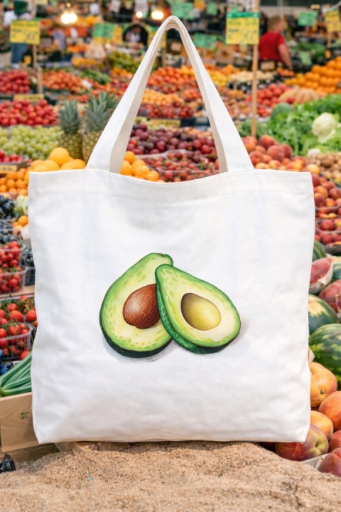 Duża torba bawełniana z zamkiem AVOCADO