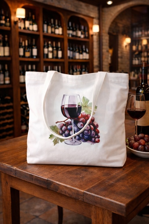 Duża torba bawełniana z zamkiem WINO