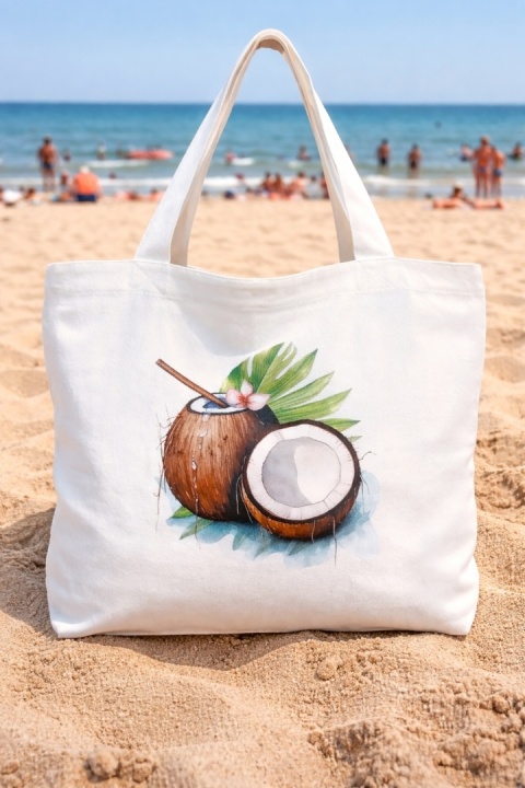 Duża torba bawełniana z zamkiem KOKOS