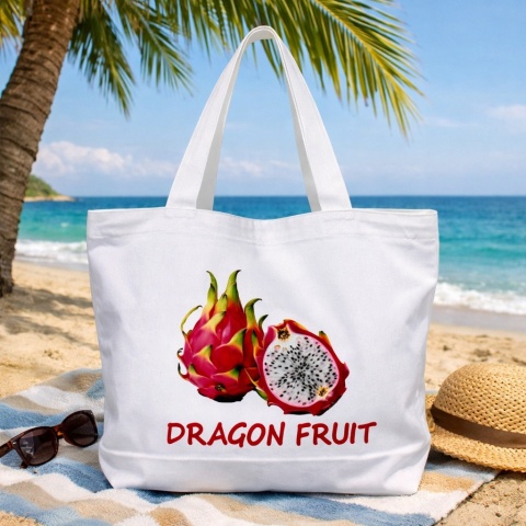 Duża torba bawełniana z zamkiem DRAGON FRUIT