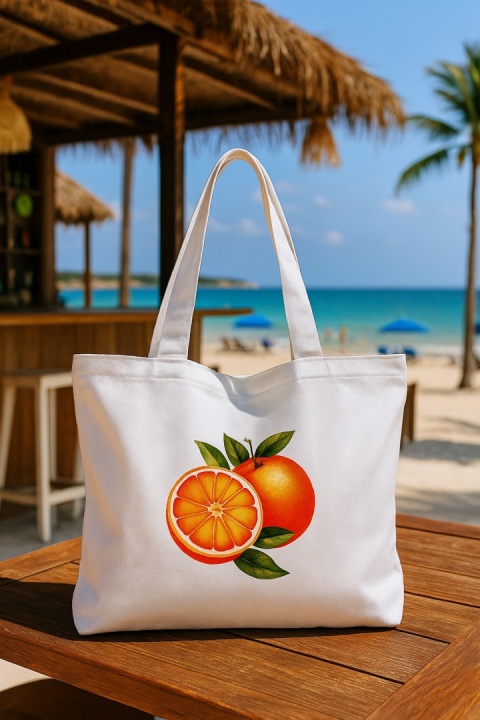 Duża torba bawełniana z zamkiem POMARAŃCZA