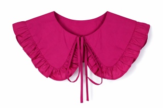 Kołnierzyk bawełniany w kolorze fuksji z falbanką