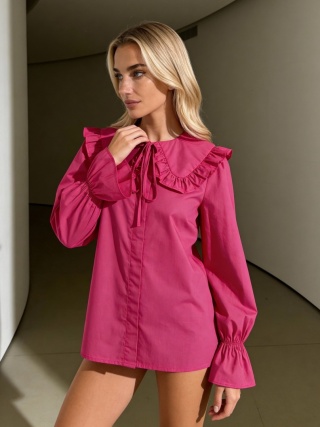 Kołnierzyk bawełniany w kolorze fuksji z falbanką