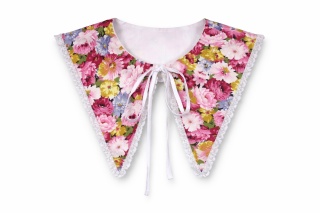 Kołnierzyk szpiczasty w barwach różowych z koronką