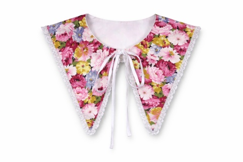 Kołnierzyk szpiczasty w barwach różowych z koronką