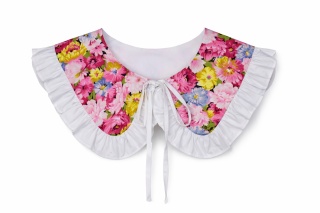 Kołnierzyk bawełniany w różowe kwiaty z falbanką