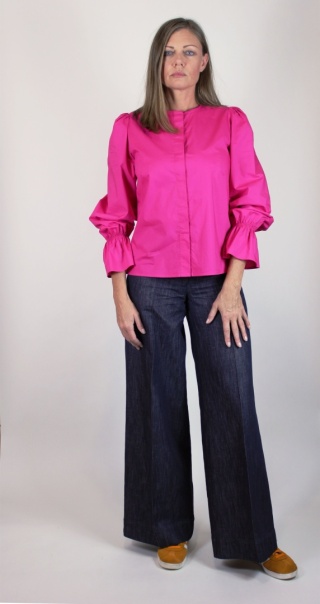 Koszula bawełniana basic w kolorze fuksji