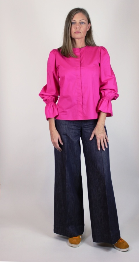 Koszula bawełniana basic w kolorze fuksji