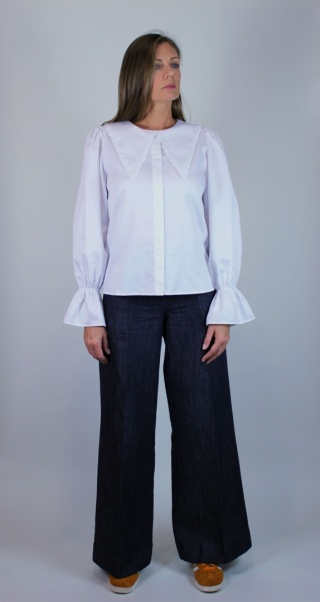 Koszula bawełniana z kołnierzem w kolorze białym