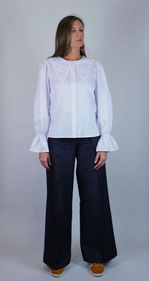 Koszula bawełniana z kołnierzem w kolorze białym