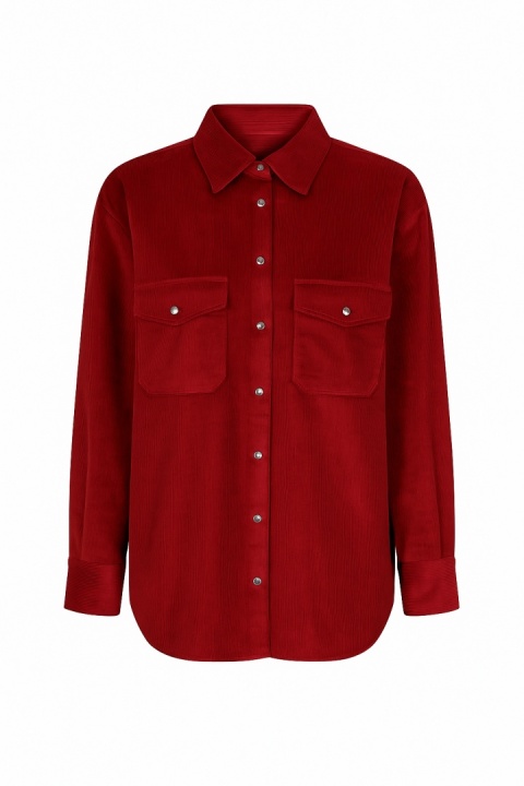 Koszula z bawełnainego weluru w kolorze czerwonym
