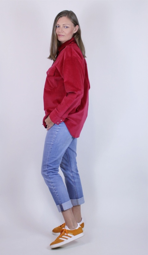 Koszula z bawełnainego weluru w kolorze czerwonym