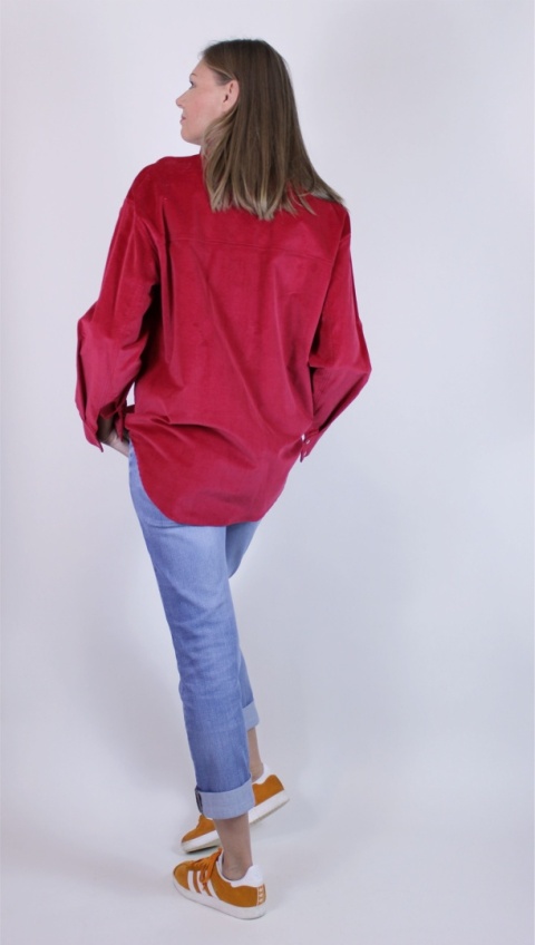 Koszula z bawełnainego weluru w kolorze czerwonym