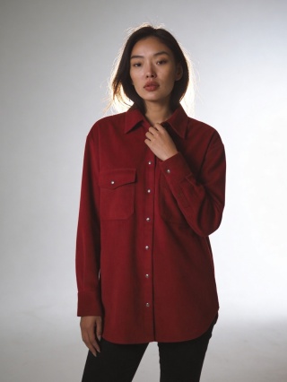 Koszula z bawełnainego weluru w kolorze czerwonym