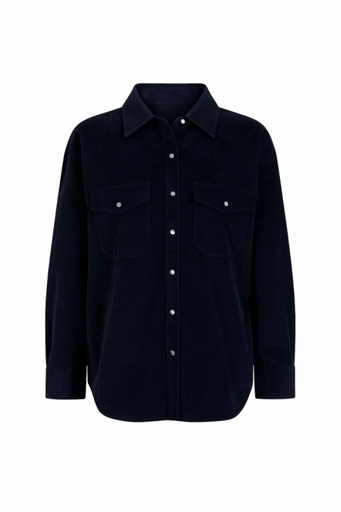 Koszula z bawełnainego weluru w kolorze granatowym