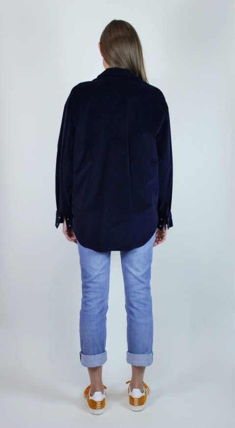 Koszula z bawełnainego weluru w kolorze granatowym