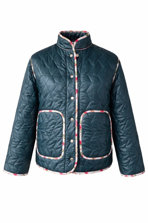 Kurtka pikowana z kontrastową lamówką