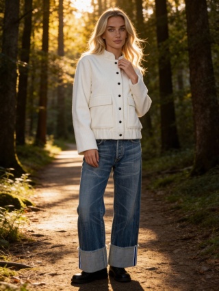 Kurtka sztruksowa w kolorze śmietankowym