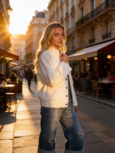 Kurtka sztruksowa w kolorze śmietankowym