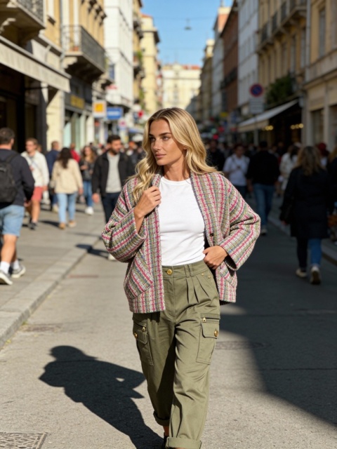 Kurtka z tkaniny wełnianej typu Chanel