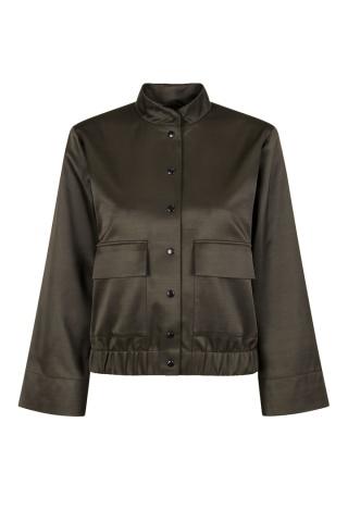 Kurtka z wiskozy w kolorze orzechowym z haftem na plecach