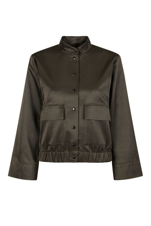 Kurtka z wiskozy w kolorze orzechowym z haftem na plecach