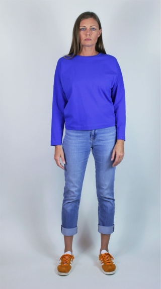 Long sleeve z bawełny z elastanem w kolorze chabrowym