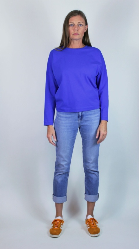 Long sleeve z bawełny z elastanem w kolorze chabrowym