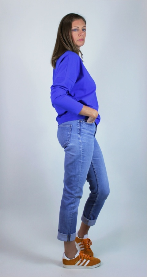 Long sleeve z bawełny z elastanem w kolorze chabrowym