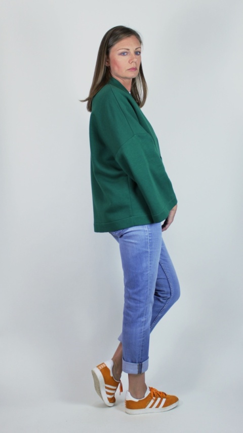 Narzuta z grubej dzianiny dresowej w kolorze ciemnej zieleni