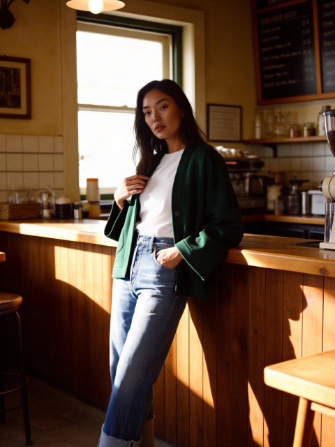 Narzuta z grubej dzianiny dresowej w kolorze ciemnej zieleni