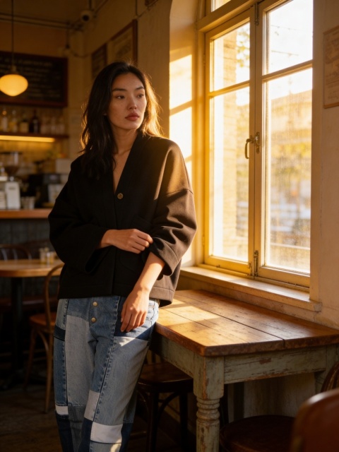 Narzuta z grubej dzianiny dresowej w kolorze czarnym