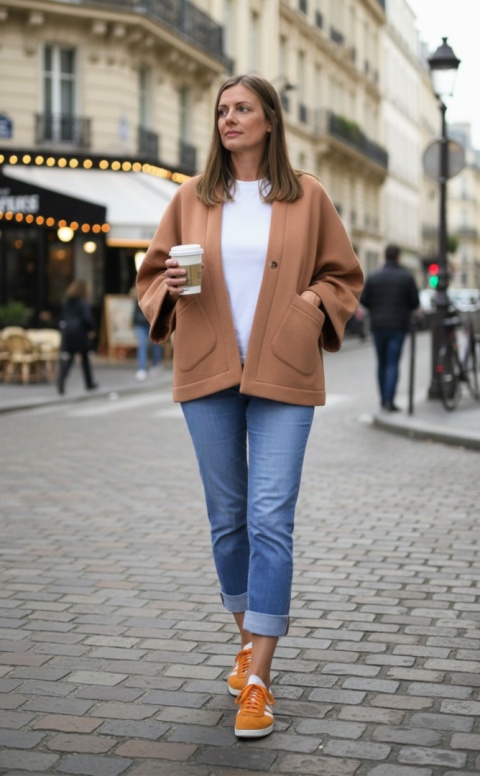 Narzuta z grubej dzianiny dresowej w kolorze mocca mouse