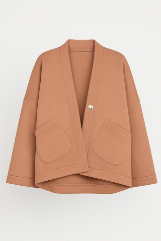 Narzuta z grubej dzianiny dresowej w kolorze mocca mouse