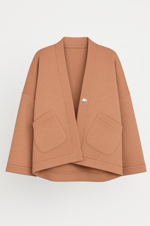 Narzuta z grubej dzianiny dresowej w kolorze mocca mouse