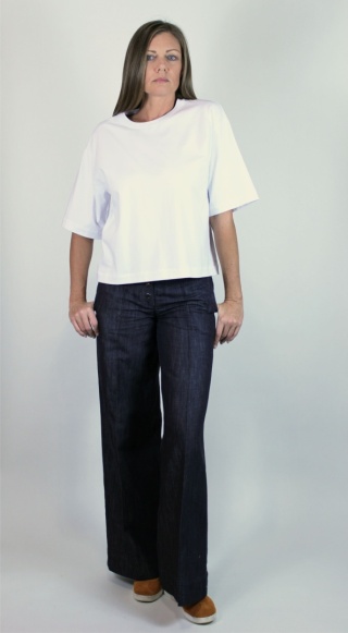 T-shirt z bawełny z elastanem w kolorze białym