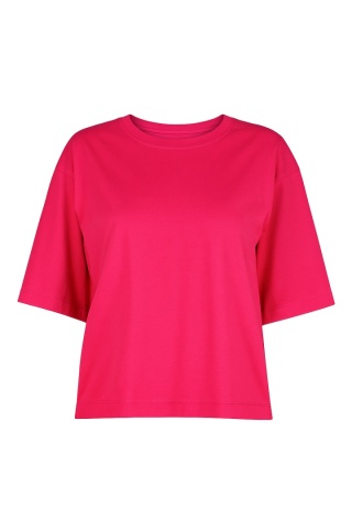 T-shirt z bawełny z elastanem w kolorze malinowym