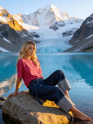 T-shirt z bawełny z elastanem w kolorze malinowym