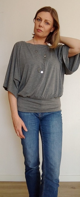 Wykrój do uszycia bluzki KIMONO z szerokim rękawem i szerokim elastycznym pasem