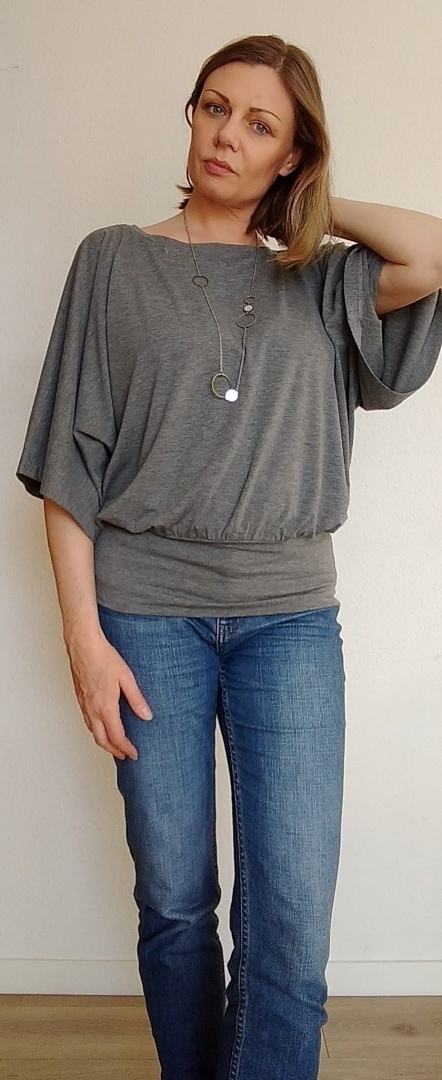 Wykrój do uszycia bluzki KIMONO z szerokim rękawem i szerokim elastycznym pasem