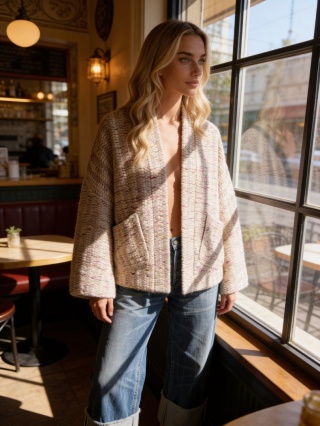 Katana z z tkaniny typu Chanel multikolor z podszewką