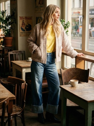 Kurtka wiosenna uszyta z tkaniny typu Chanel multikolor z podszewką