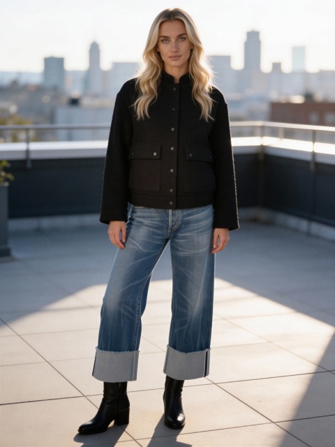 Kurtka z wełny parzonej w kolorze czarnym