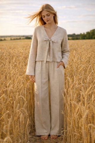 Proste spodnie z z naturalnego lnu 100%