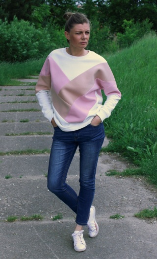 Wykrój do uszycia bluzy patchworkowej z dzianiny dresowej